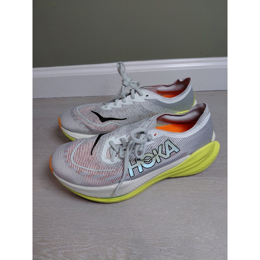 Hoka Mach X 2 Running Sneaker Shoes Men Size 9D Gray White Yellow